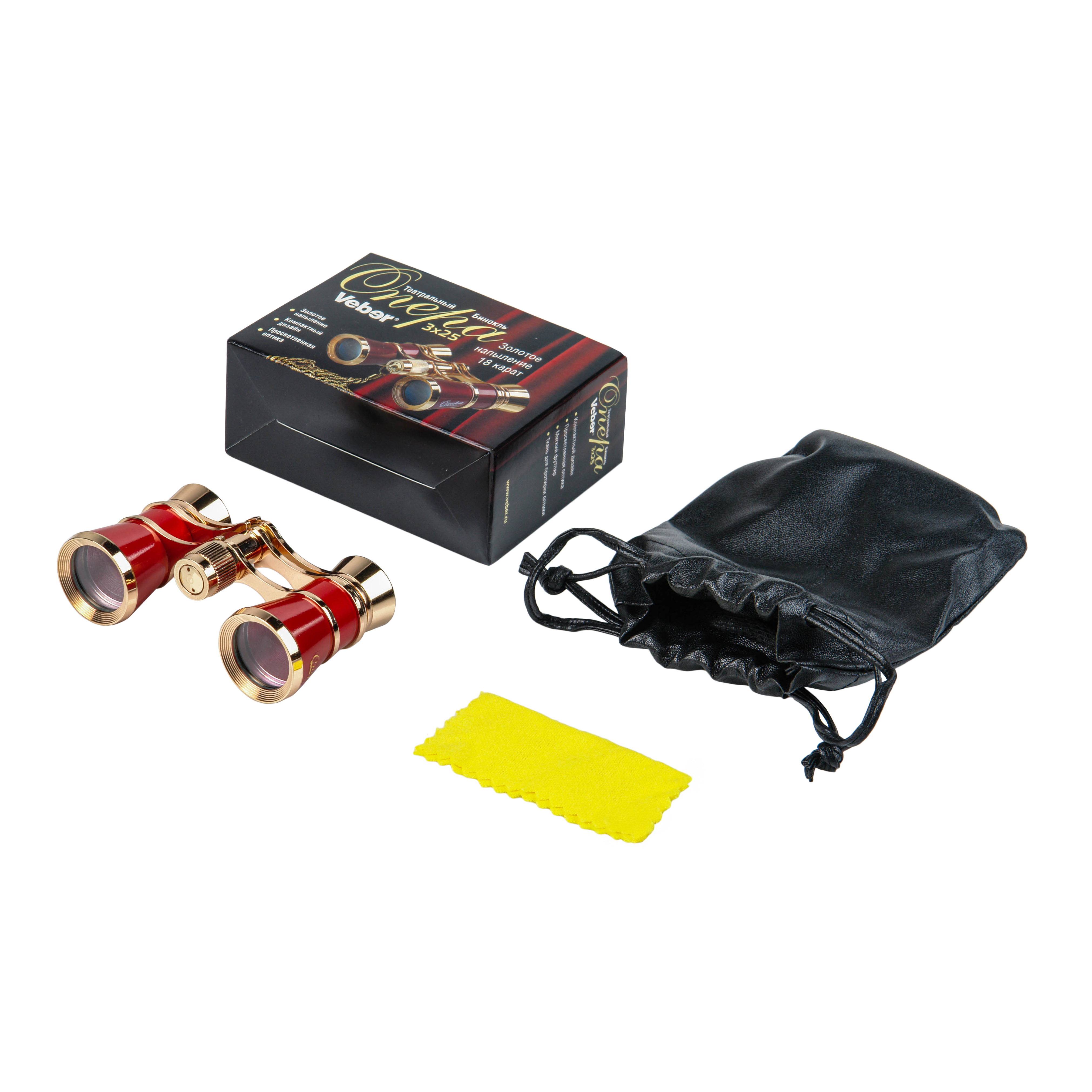 картинка Бинокль театральный Veber Opera БГЦ 3x25 красный/золотой арт.10993 от магазина Ultra-mart
