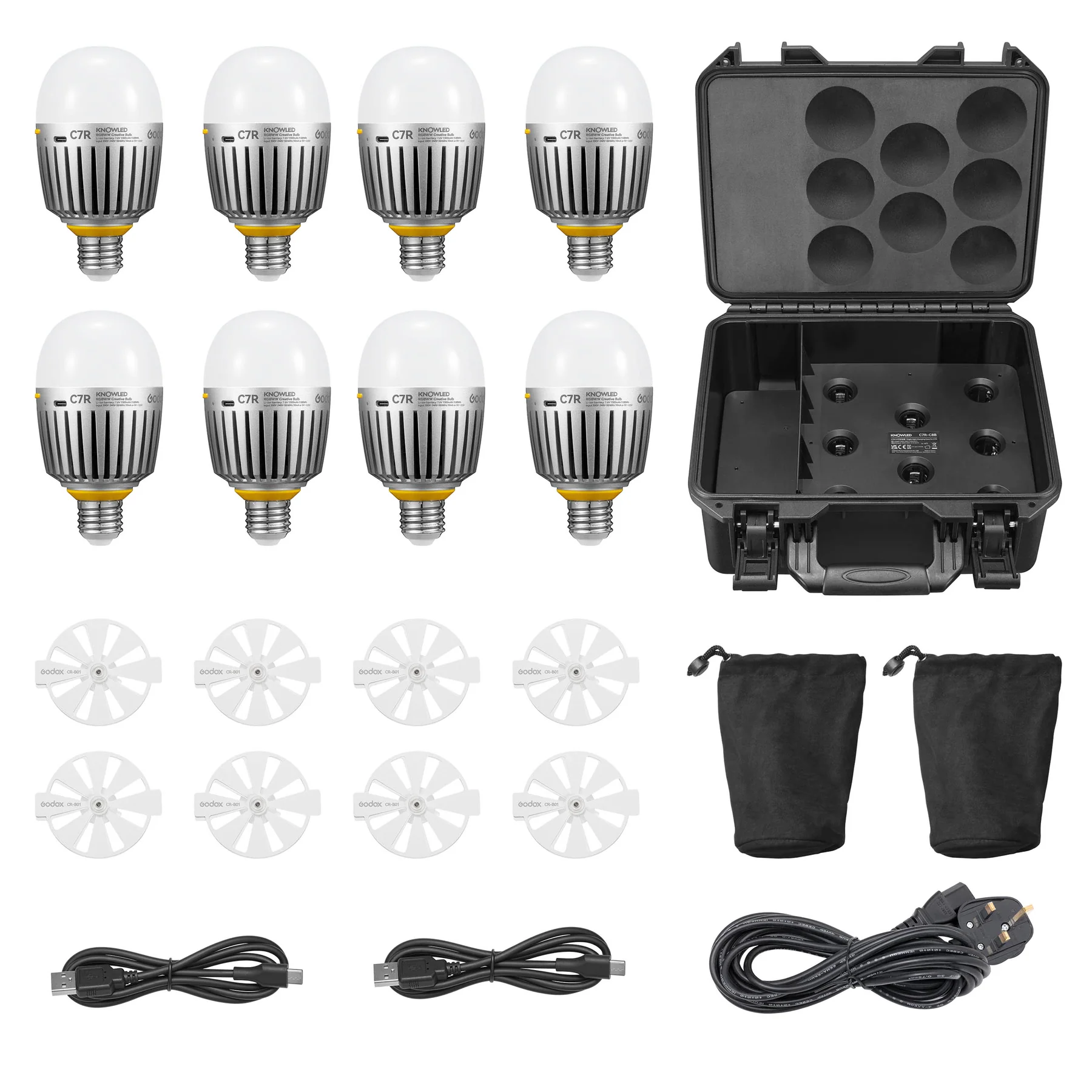 картинка Комплект светодиодных ламп Godox Knowled C7R-K8 с зарядным кейсом от магазина Ultra-mart