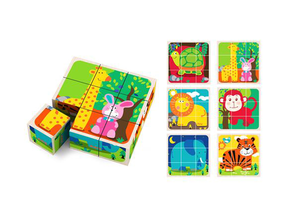 картинка 9 шт. Деревянная головоломка-пазл UltraTOY с кубиками животных  от магазина Ultra-mart