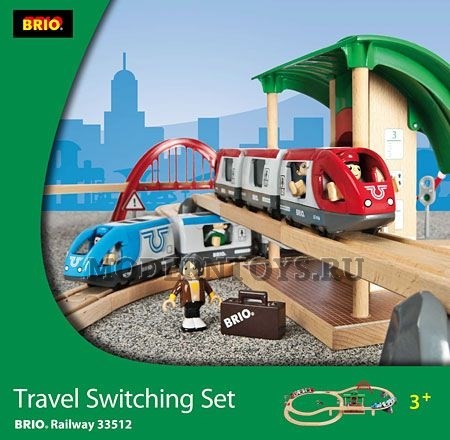 картинка BRIO Деревянная железная дорога двухуровневая с вокзалом БРИО 33512 от магазина Ultra-mart