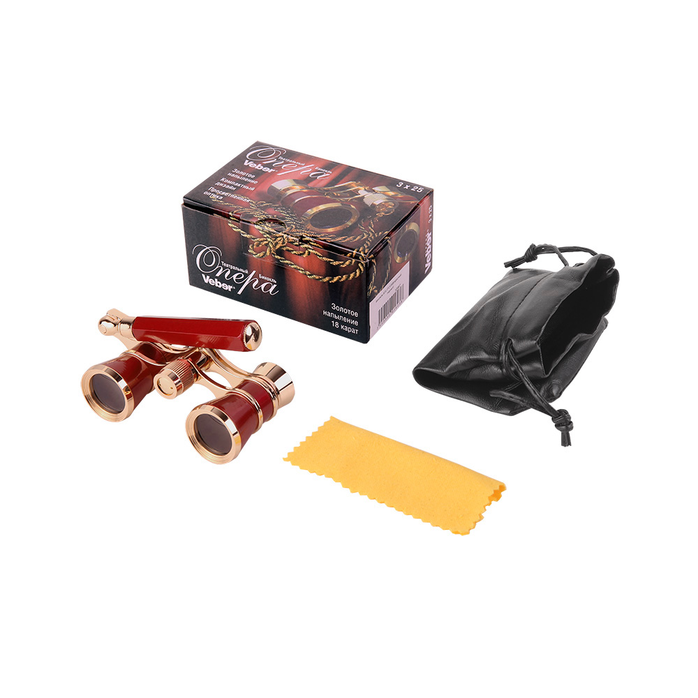 картинка Бинокль театральный Veber Opera БГЦ 3x25 лорнет, красный/золотой арт.10987 от магазина Ultra-mart