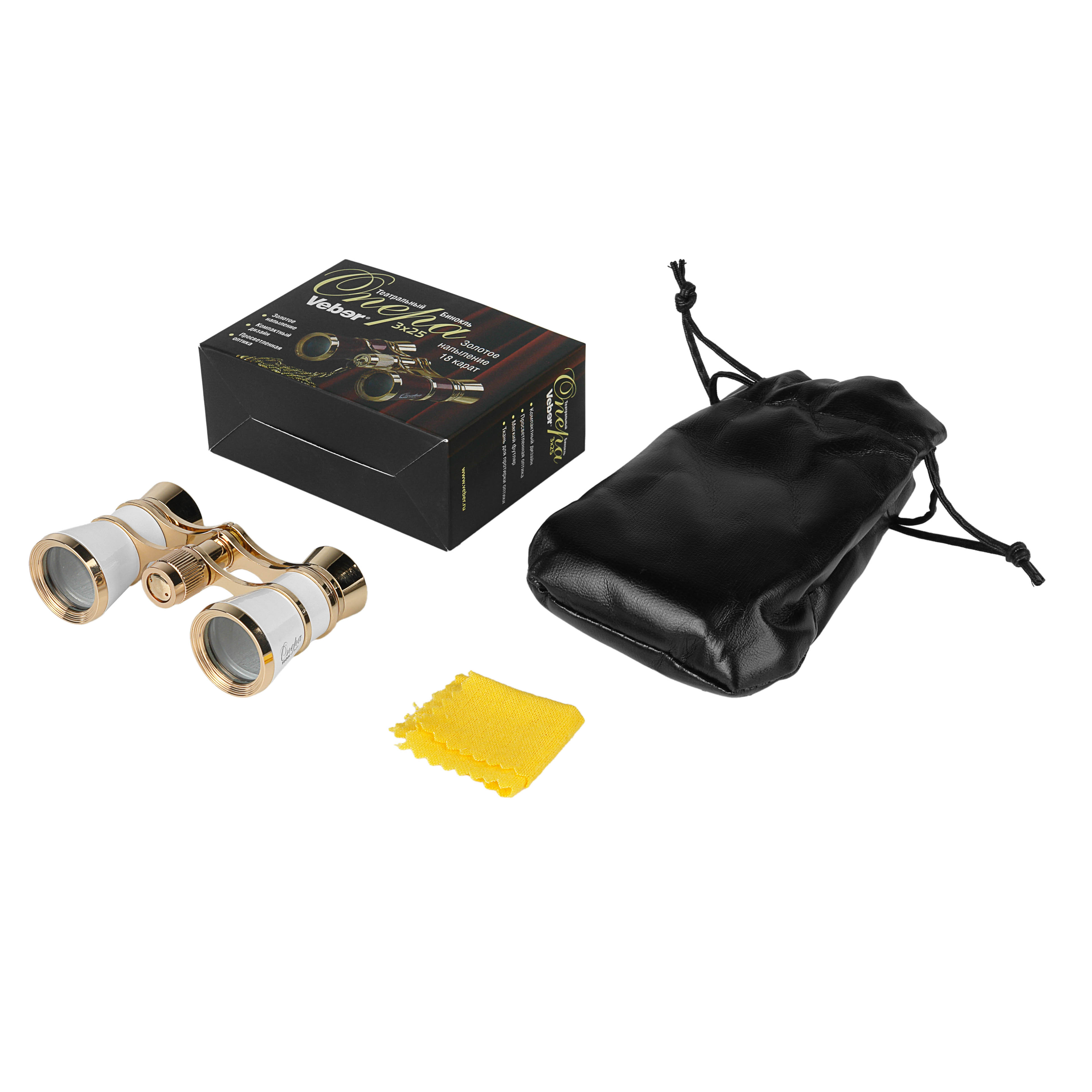 картинка Бинокль театральный Veber Opera БГЦ 3x25 белый/золотой арт.10991 от магазина Ultra-mart