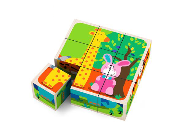 картинка 9 шт. Деревянная головоломка-пазл UltraTOY с кубиками животных  от магазина Ultra-mart