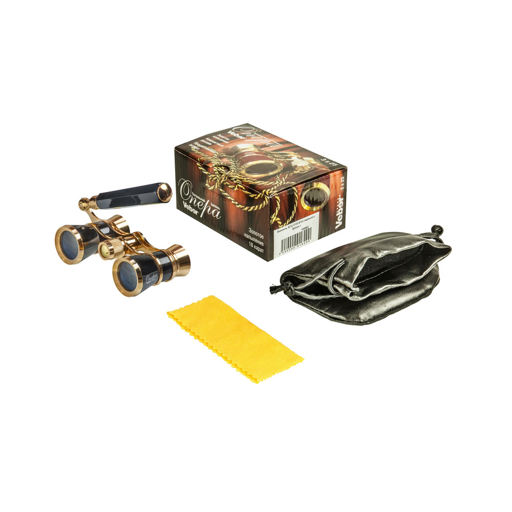 картинка Бинокль театральный Veber Opera БГЦ 3x25 лорнет, черный/золотой арт.10988 от магазина Ultra-mart